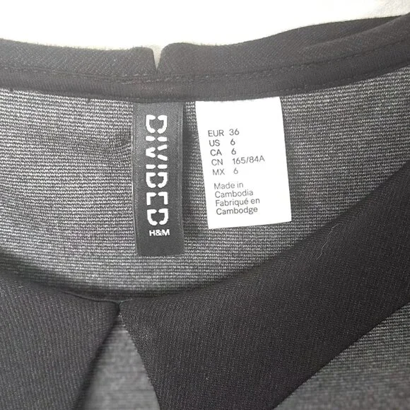 Cute Gray Skater Dress with Black Collar - Picture 2 of 4